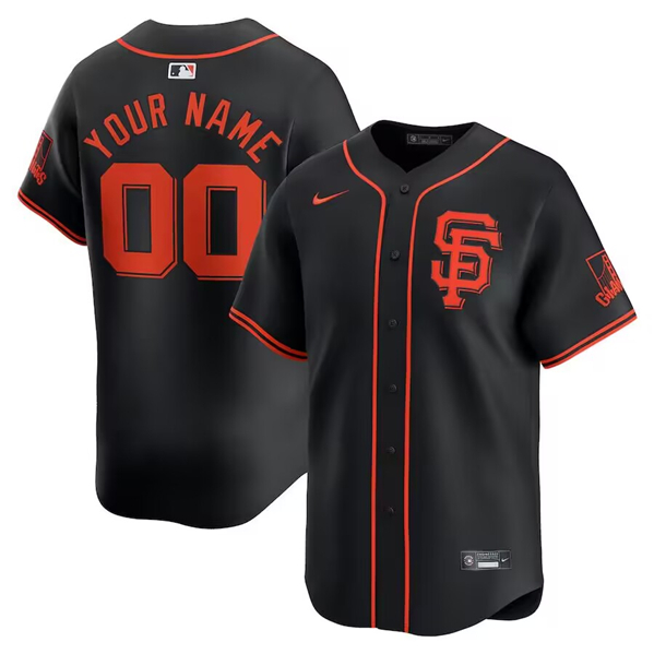 Men's San Francisco Giants Customized Black 2024 Alternate Limited Stitched Baseball Jersey